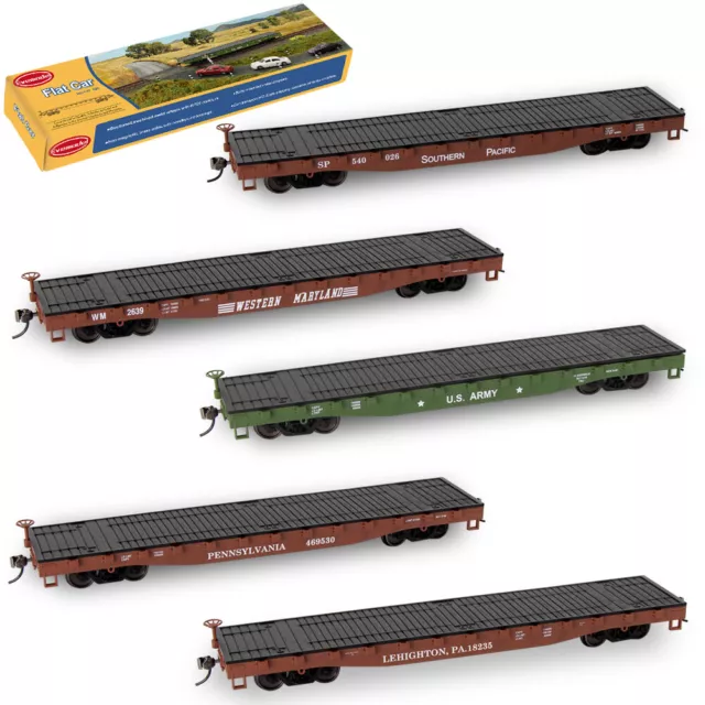 1pc/5pcs HO Scale Flat Car 1:87 Railway Carriage Rolling Stock Freight Cars