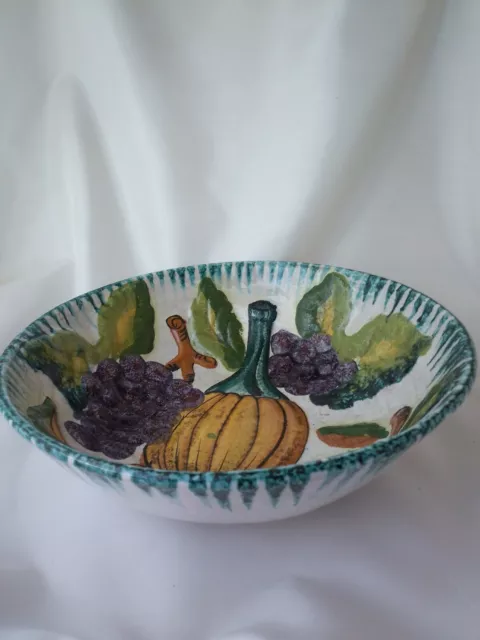 Vintage, Mid Century, Italian Pottery,Hand Decorated Fruit/Serving Bowl 1774