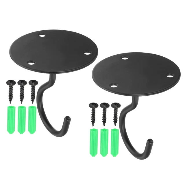 2Pcs 2.5" x 2.8" Ceiling Hooks with Mounting Hardware for Hanging Plant Black
