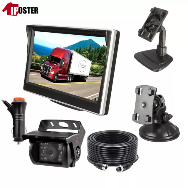 5" Monitor HD 12V/24V 4PIN Heavy Duty 18 IR CCD Reversing Camera Truck Caravan