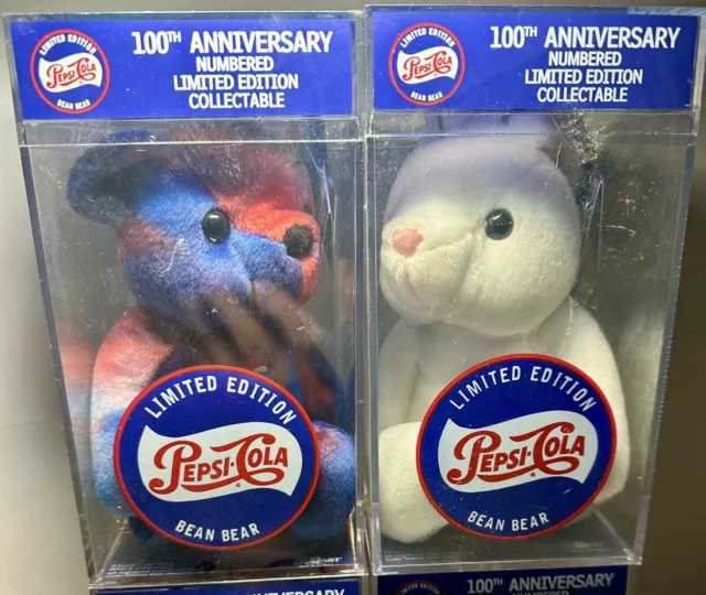 Vintage 1999 Pepsi-Cola 100th Anniversary Promo Set Of 4 Bean Bears - Sealed 2