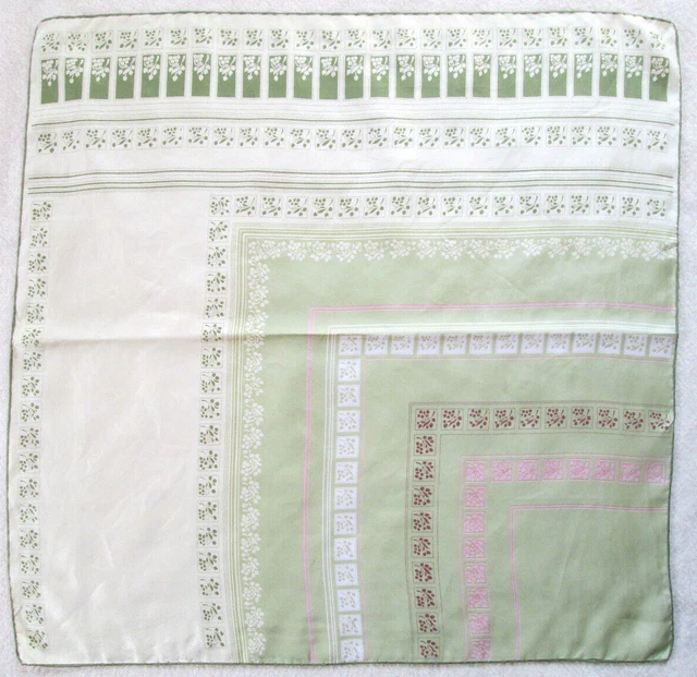 Foulard En Soie SHELL MADAME Vintage - Ivoire Clair 75x78 Cm - Occasion