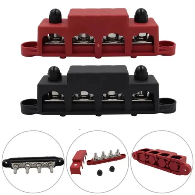 2X POSITIVE NEGATIVE Bus Bar Battery Power Distribution Block 4 x M8 ...