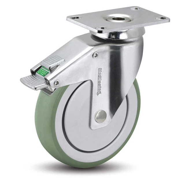 MEDCASTER CH03AMP125DLTP01 Plate Caster,Swivel,3" Wheel Dia.