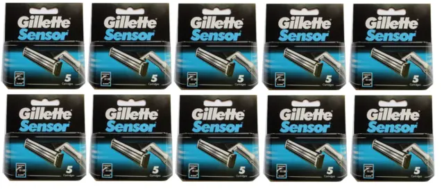 Hojas de afeitar con sensor Gillette para hombre - 50 cartuchos nuevas en caja