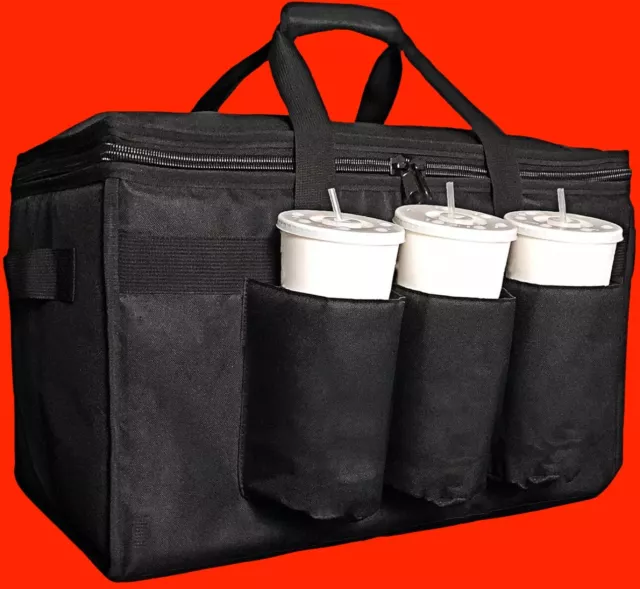 FRESHIE Insulated Food Delivery Bag with Cup Holders/Drink Carriers Premium XL