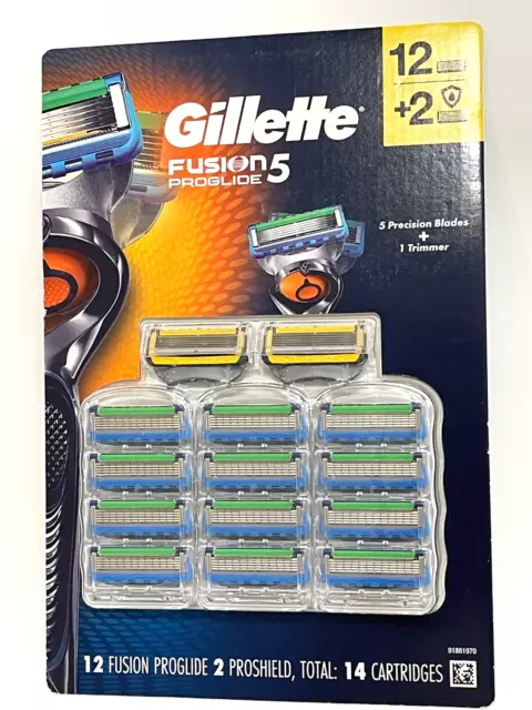 Gillette Fusion5 Proglide Razor Blades 12 Proglide + 2 Proshield 14 Cartridge