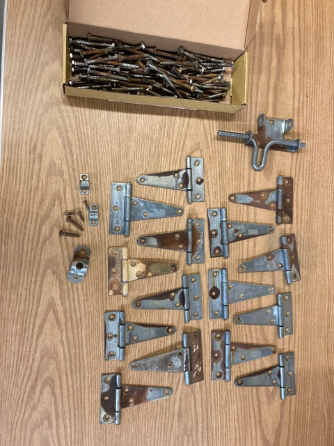 Huge Lot Of Vintage Stanley/ National/ Misc. Barn Door Hinges, Latch, Hardware