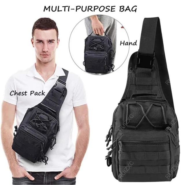 Mens Backpack Tactical Sling Shoulder Bag Molle Travel Chest Pack Outdoor Hiking