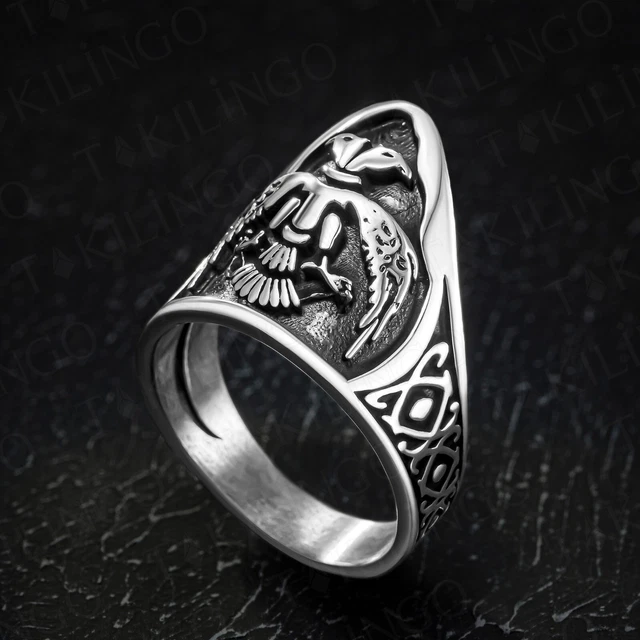 Men's Double Headed Eagle Archer Thumb Ring – Solid 925 Sterling Silver, Made In Turkey - View #7