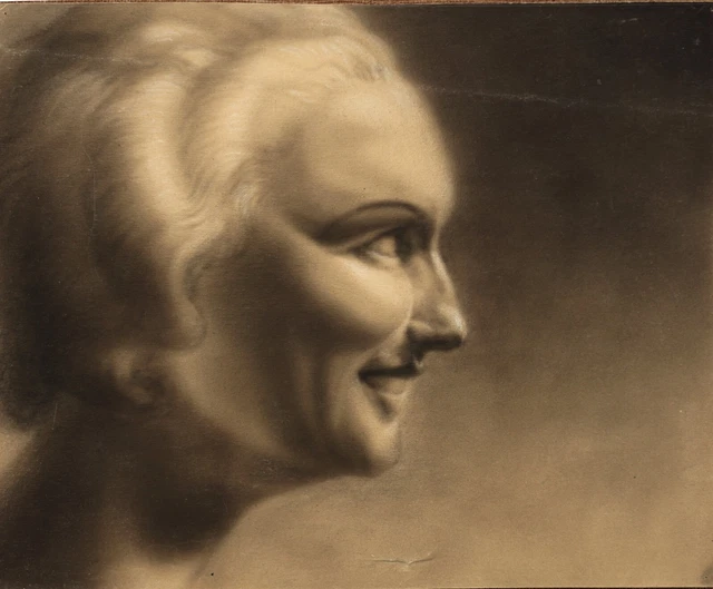 G.H.TRIBOUT   ""  Jeanne Moreau ""  Aérographe original