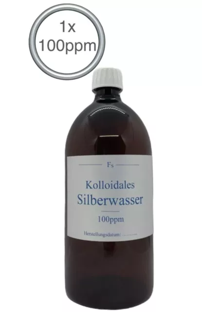 1 x Kolloidales Silberwasser 1000ml, hochrein, frisch Hergestellt, top, 100ppm !