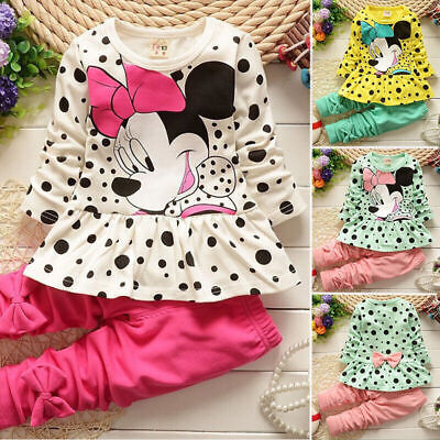 Kids Baby Girls Clothes Minnie Cartoon Sweatshirt Top Pants Tracksuit Outfit Set