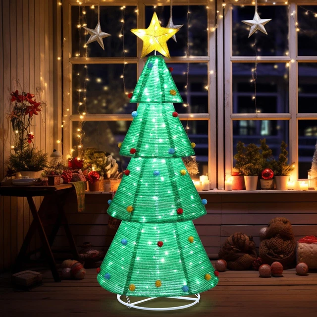 6 FT PRELIT LED Popup Christmas Tree 200 LED lights PreDecorated