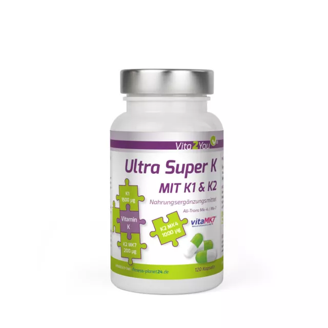 Vita2You Ultra Super K - 2700µg Vitamin K - 120 Kapseln - Vitamin K2 und K1