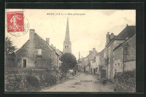 CPA Neuil, Rue principale, vue partielle avec Kirchturm 1912