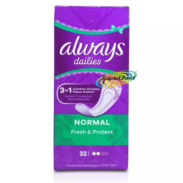 Always Dailies 32 Normal Fresh & Protect Odour Neutralising Pantyliners Pads