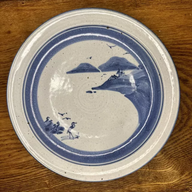 Gull Rock Pottery Maine 10" Plate Cranes Seashore Blue Gorgeous