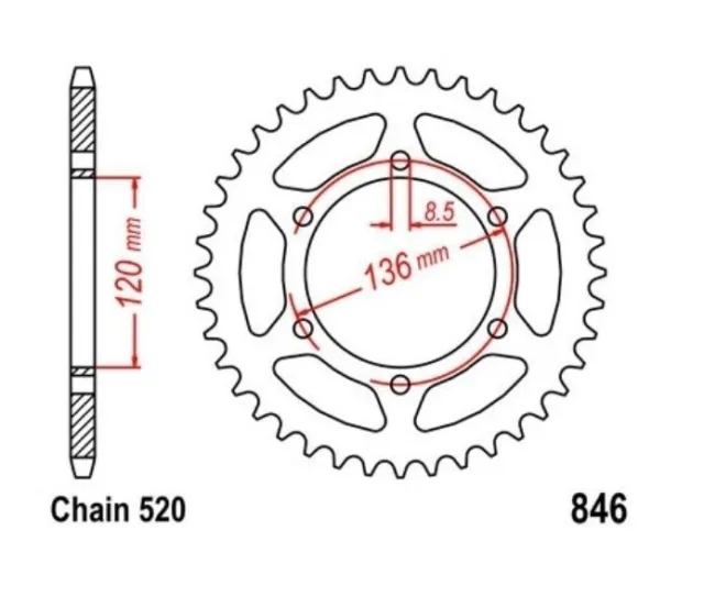 Roue a Chaîne 39 Dents pour YAMAHA RD 350 LC YPVS 1983-1989