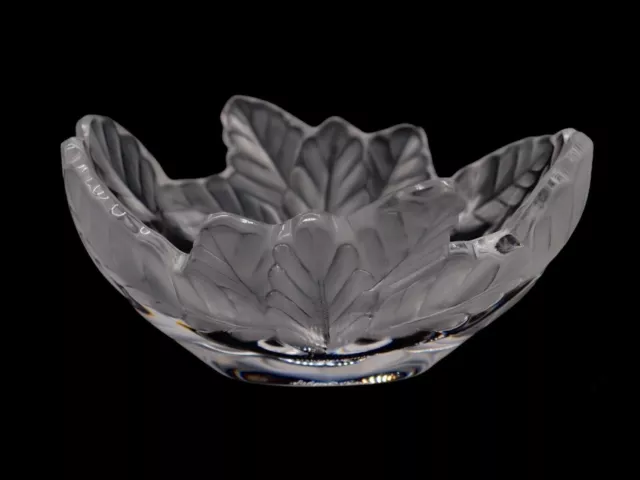 Lalique Crystal Compiegne Jardiniere Frosted Oak Leaf Bowl