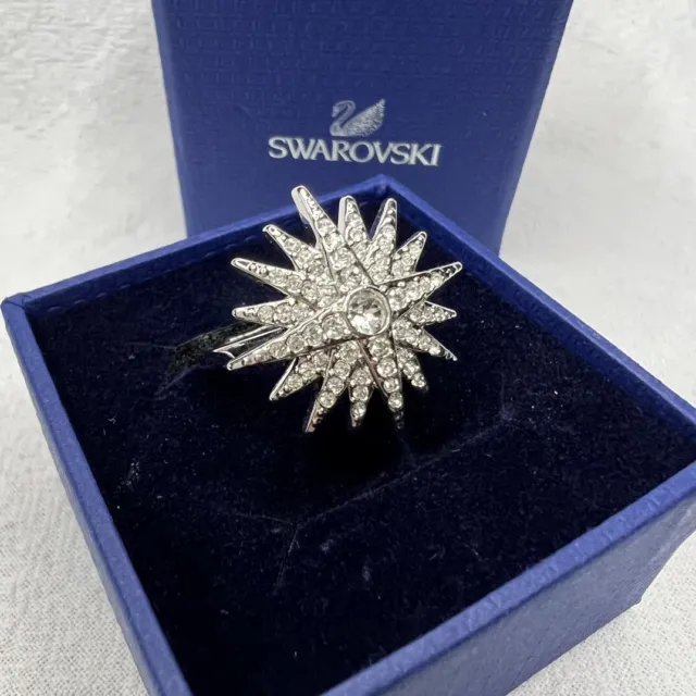 Swarovski Valentines Balthus Rhodium Plated Crystal PavÃ© Star Ring Size 7/55