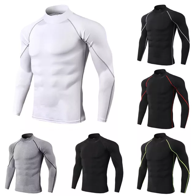 ❀ Haut De Compression À Col Roulé Pour Homme Collant De Gymnastique Chemise F