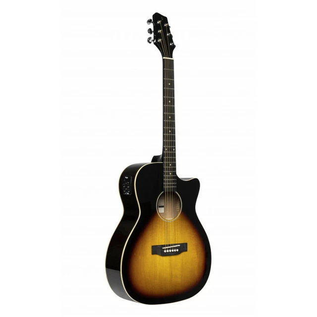 Stagg SA35 ACE-VS - Guitare auditorium électro-acoustique avec pan coupé, sunbu