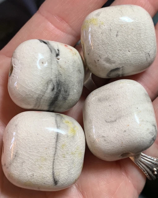 Four Large Handmade Ceramic Beads