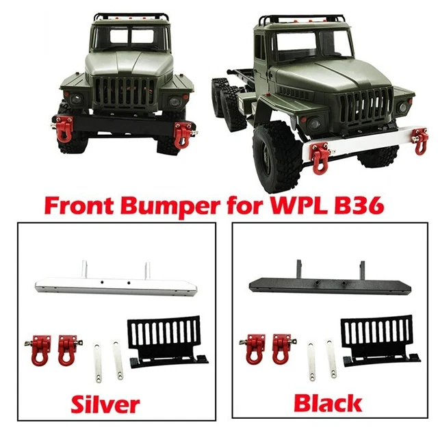 Upgrade Metal Front Bumper Guard with Hooks for WPL 1/16 B24 B36 RC Truck Car