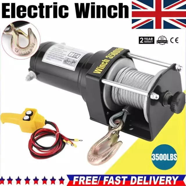 Electric Winch 12v 3500lbs Steel Cable Heavy Duty ATV Fairlead Remote Control