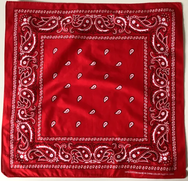 Sciarpa bandana 16 A rossa 21 pollici quadrata vintage 100% cotone
