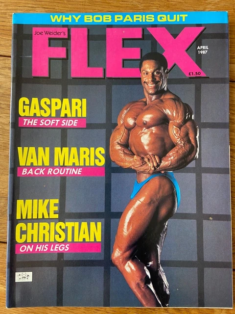 FLEX BODYBUILDING MAGAZINE April 1987 Cover Mike Christian On His Legs ...