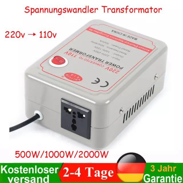 Wandler Konverter Transformer 230V auf 110V Spannungswandler Transformator DHL