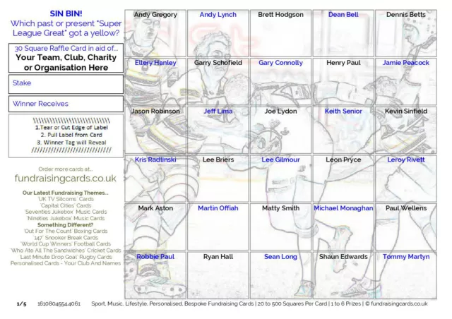 Rugby League Fundraising Cards Sin Bin 10 Pack Pub Charity Scratch Raffle Ticket