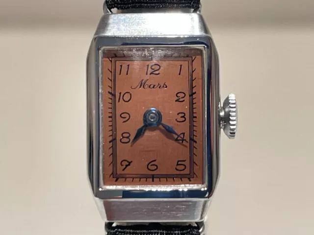 Vintage Nos Rare Small Ww2 Era Military Style Rectangle Ladies Swiss Watch"Mars"