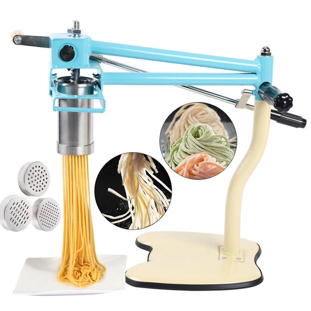 Kitchen Hand Press Noodles Maker +4 Cutter Heads Fresh Spaghetti Pasta Maker