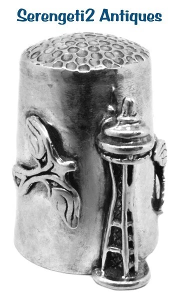 Vintage Sterling Silver Thimble ‘Lucern Wulf’ Seattle Tower