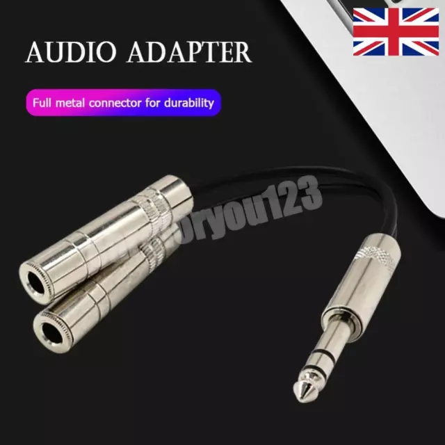 6.35mm 1/4 inch Jack Stereo Splitter Cable Male to 2 X Female Plug Audio Adapter