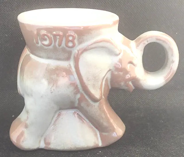 Frankoma Pottery Stoneware Signed 1978 Redware GOP Elephant Mug Trunk Up VTG