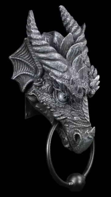 Aldaba de Puerta - Dragón Kryst Negro - Figura Decorativa Fantasía Gótica