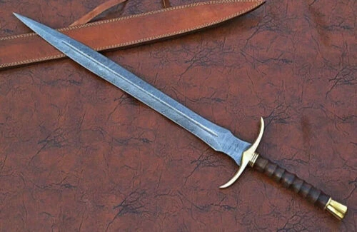 Épée Viking Personnalisée En Acier De Damas Avec Manche En Bois De Rose