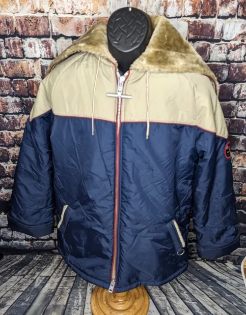 Vintage 70s 80s Mighty Mac Snorkel Hood Sherpa Lined Parka Winter Coat Men Small