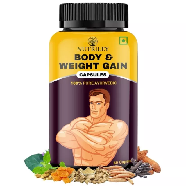 Nutriley Ayurvedic Cápsula para ganar peso y cuerpo para hombres y mujeres...