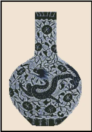 Oriental Blue Vase with Dragon Counted Cross Stitch Chart No.25-104