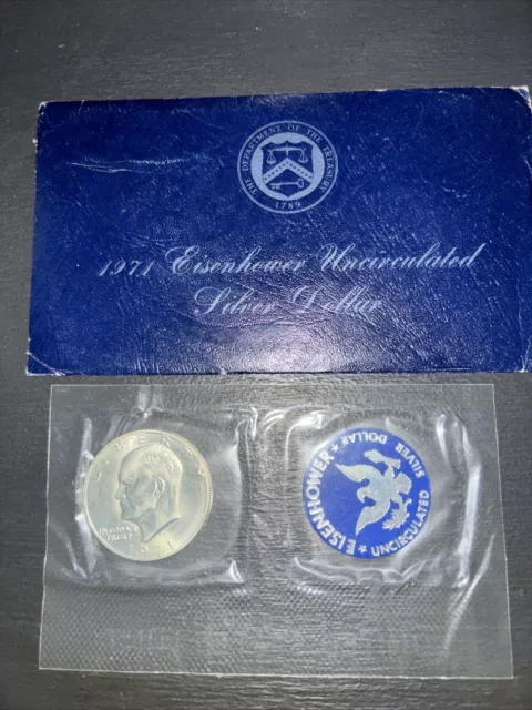 1971-S Ike Eisenhower Silver Dollar - BU Brilliant Uncirculated - OGP -Blue Pack
