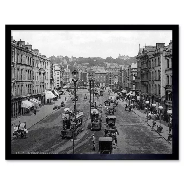 Patrick Street Cork Ireland Vintage History Old Bw 12X16 Inch Framed Art Print