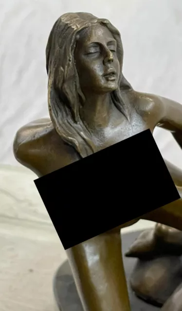 Hot Cast Signed Mavchi Nude Woman Resting on a large Ass Bronze Sculpture Statue