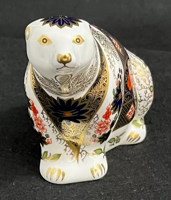 Royal Crown Derby 'Old Imari Polar Bear ' Paperweight 1st Quality Gold Stopper