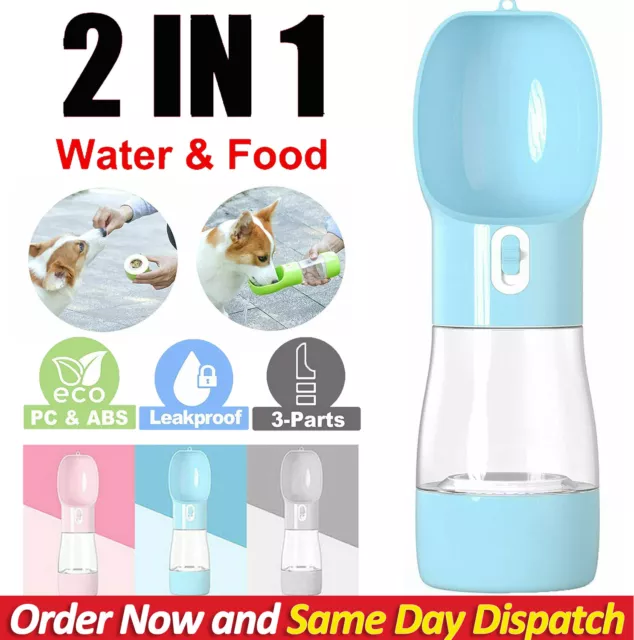 2 in1 Puppy Dog Cat Pet Water Bottle Cup Drinking Travel Outdoor Portable Feeder