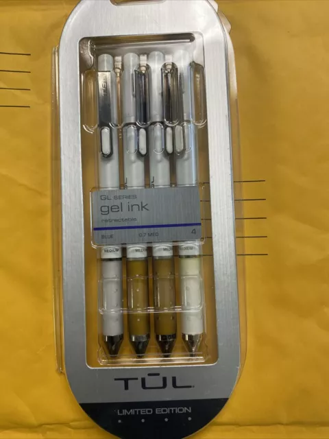 TUL Retractable Gel Ink Pens, 0.7 mm Medium Point, Blue Ink, 4-Pack, New